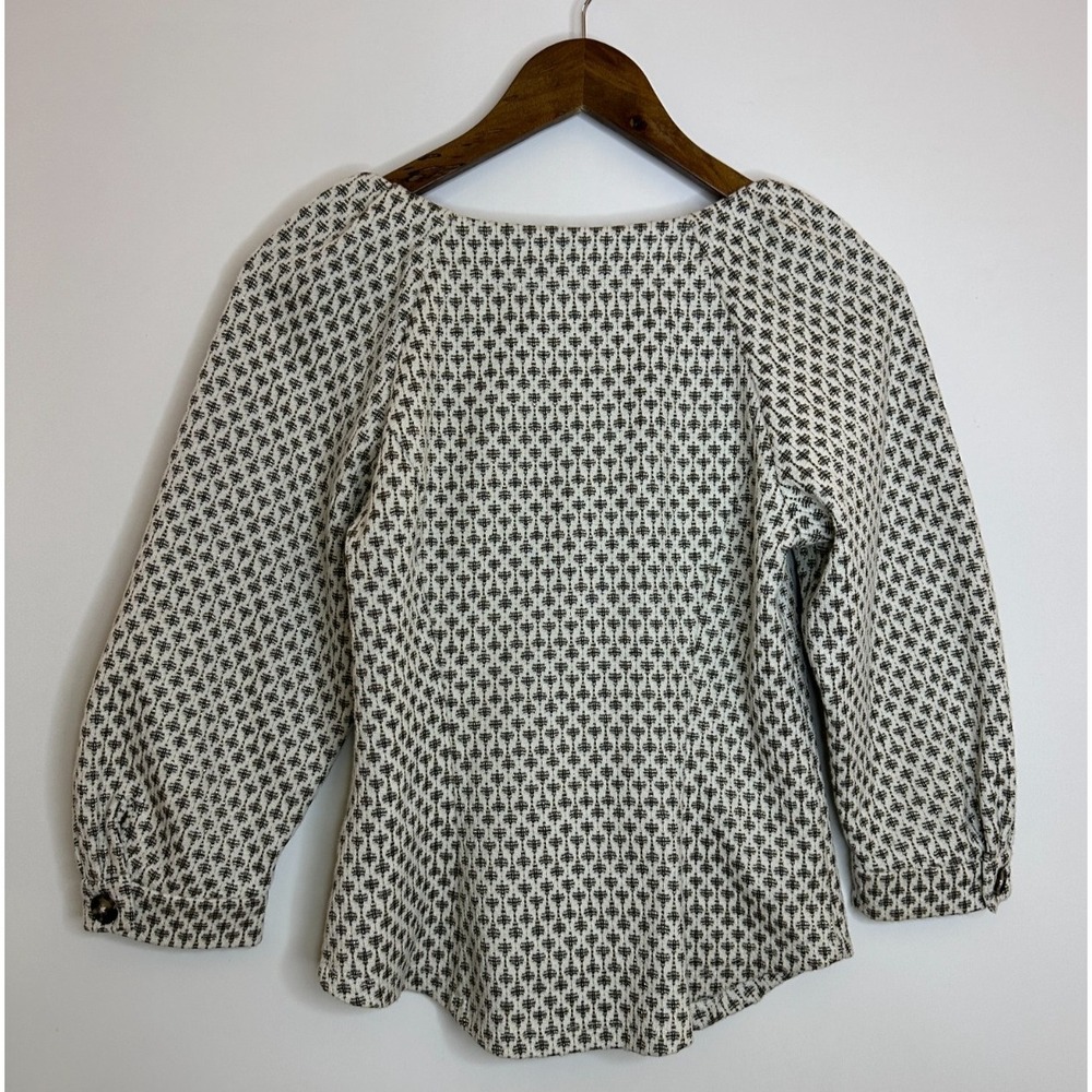 Anthropologie Ett:twa Coralie Top XS Cream Gold Metallic Button Puff Sleeve - Picture 10 of 14